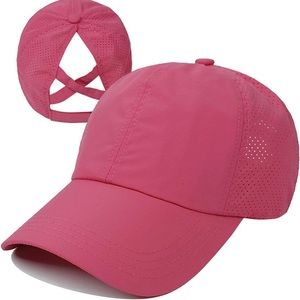 HGGE Womens Criss Cross Ponytail Baseball Cap Adjustable High Messy Bun
